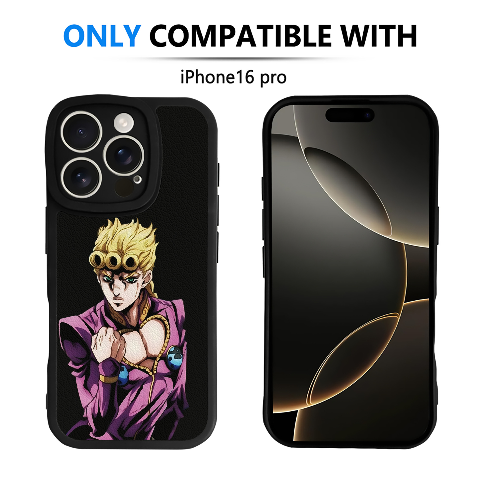 （画像用） ジョジョの奇妙な冒険 ジョルノ?ジョバァーナ JoJo's Bizarre Adventure Giorno Giovanna 【iPhone 16シリーズ対応】シリコンスマホケース（レザー調） 材質：シリコン